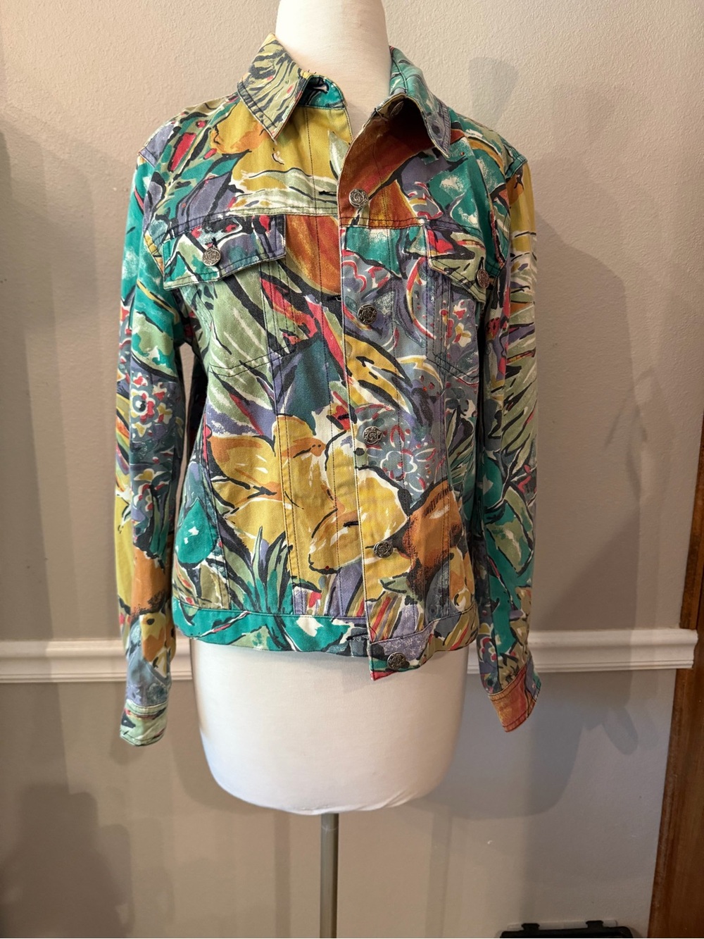 Vintage Stonebridge Signature 90s Floral Abstract Jean Jacket